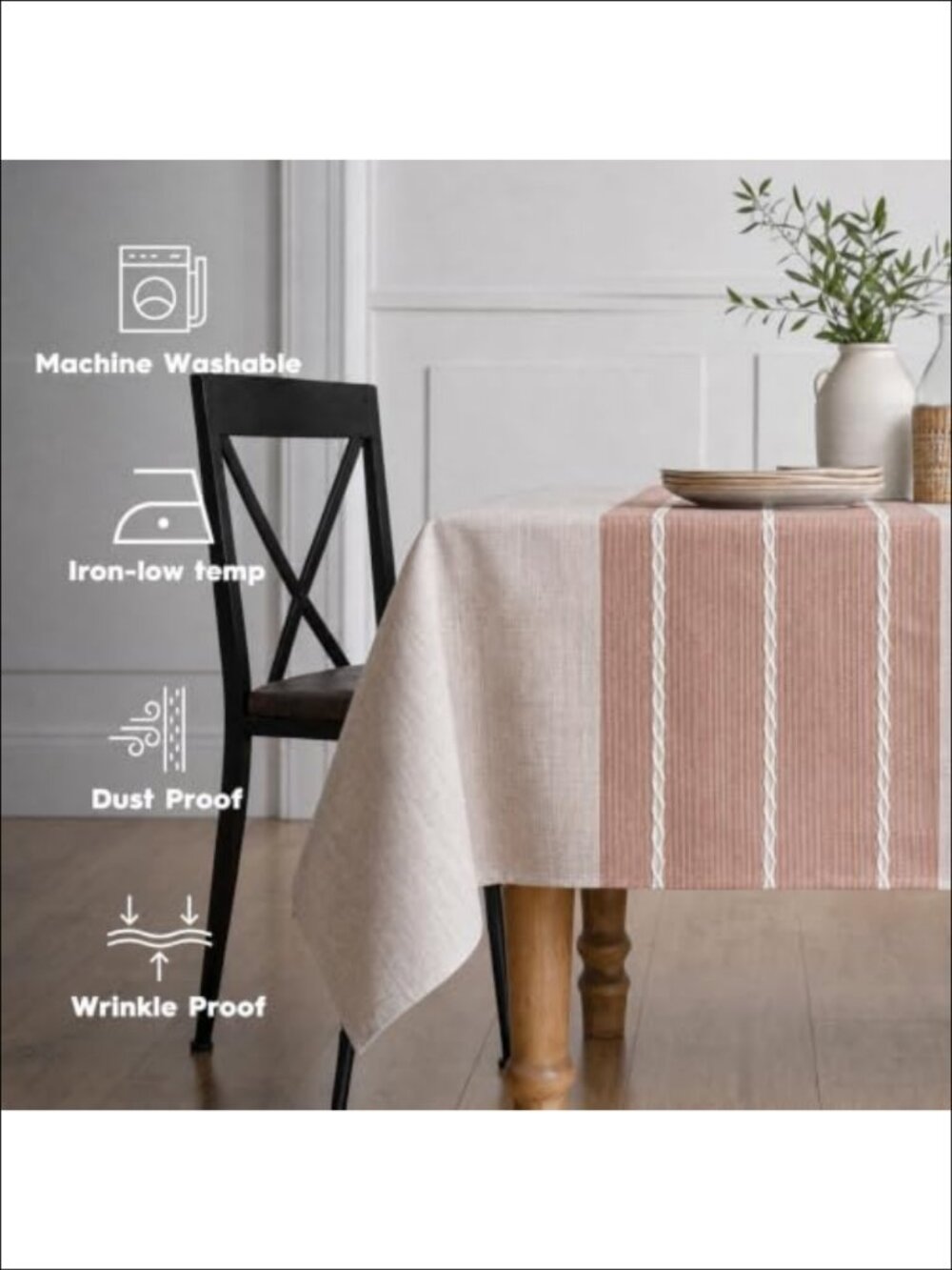 Burlap Tablecloth 60×84 Inch Rectangular Rustic Dining Table Linens - Picture 3 of 6